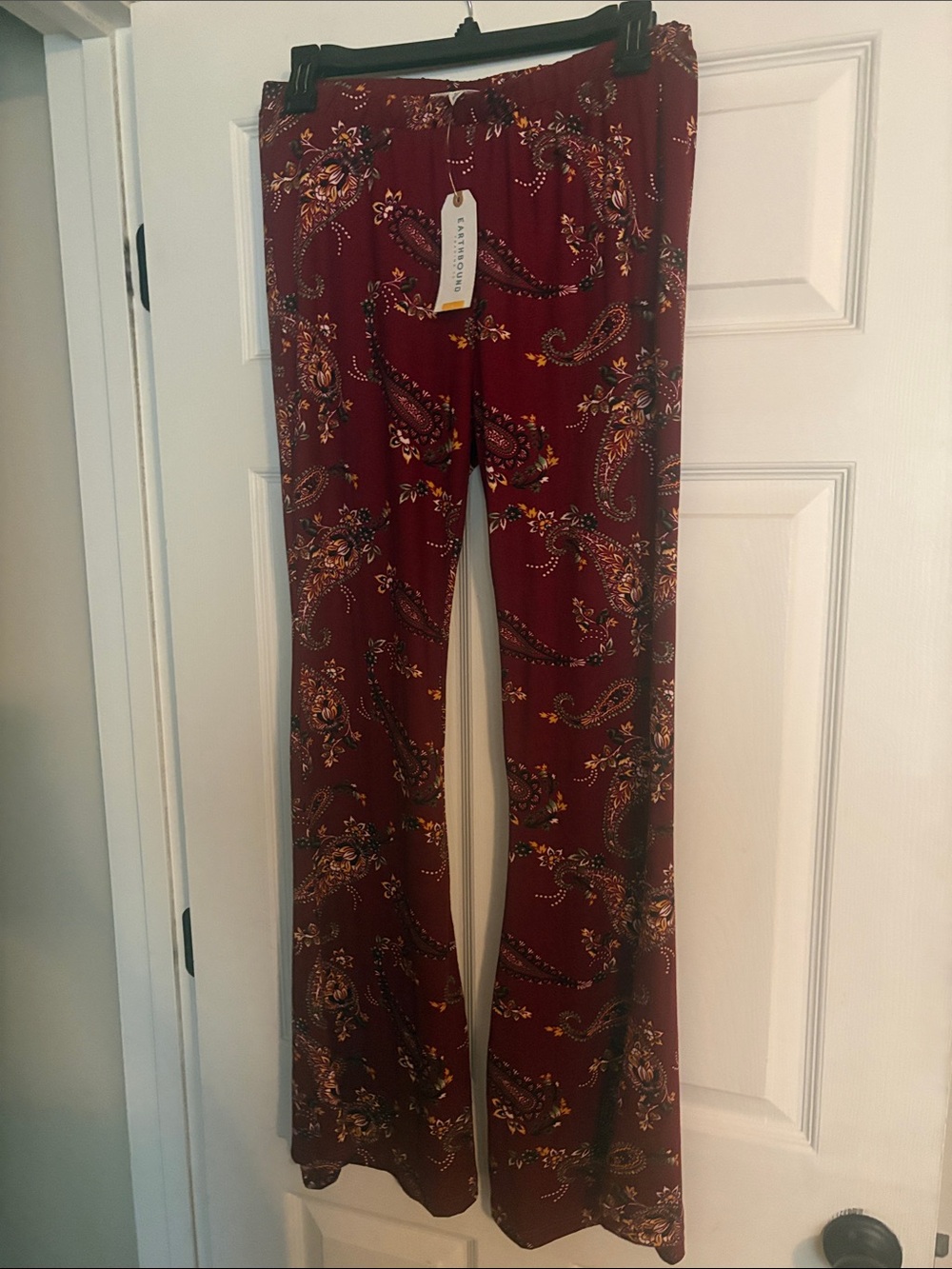 EARTHBOUND Maroon Paisley Wide-Leg Pants